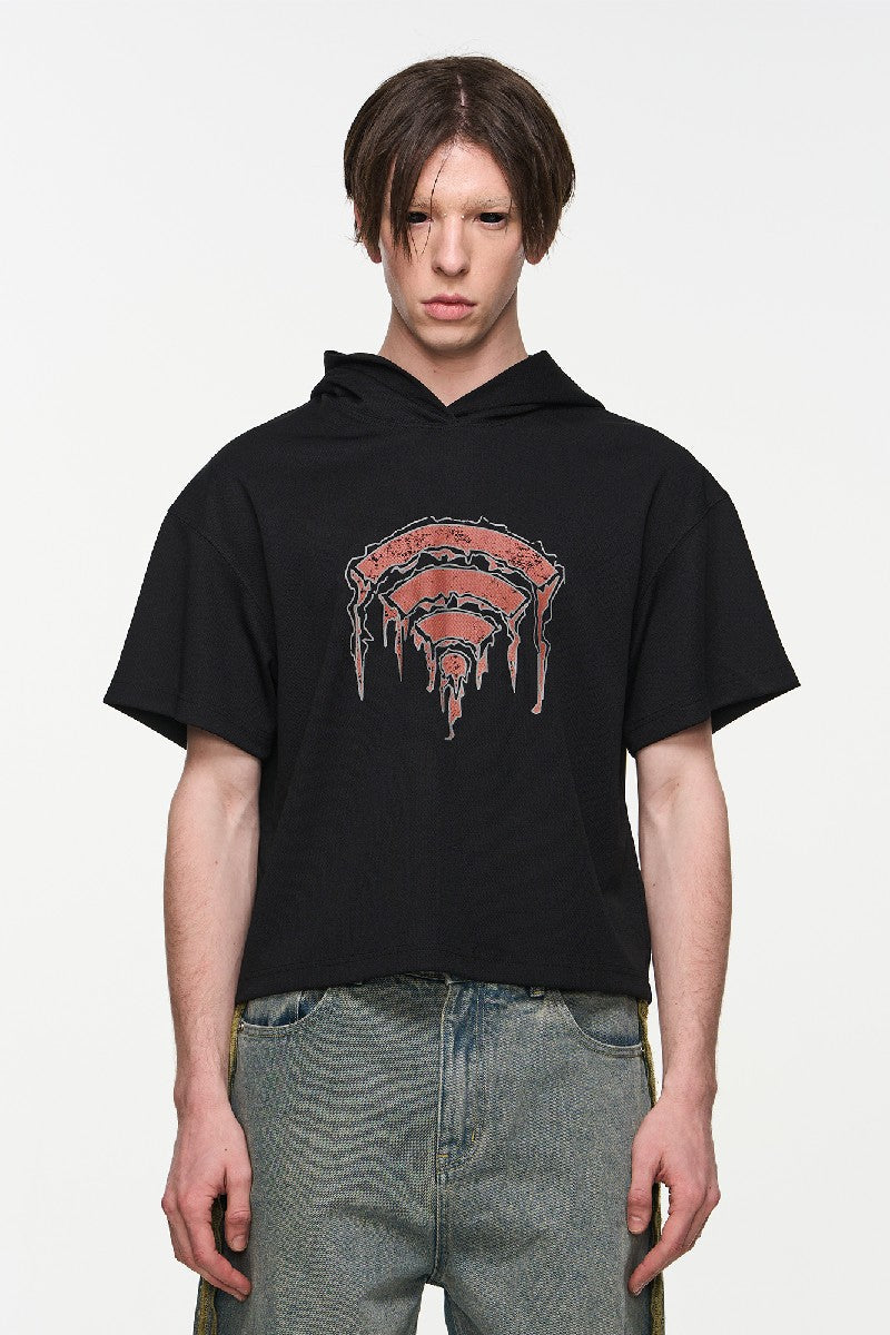 Wifi Print Texture Hoodie Tee - sneakershuborg