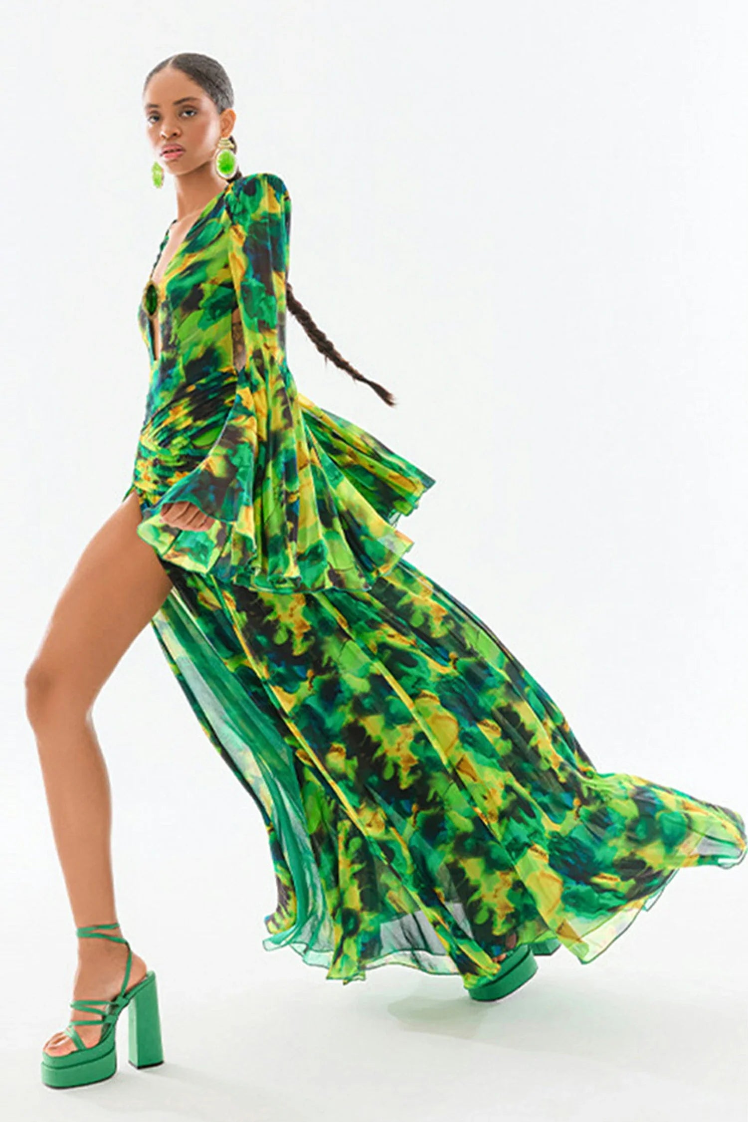 Vitaleas Printed Chiffon Maxi Dress sneakershuborg