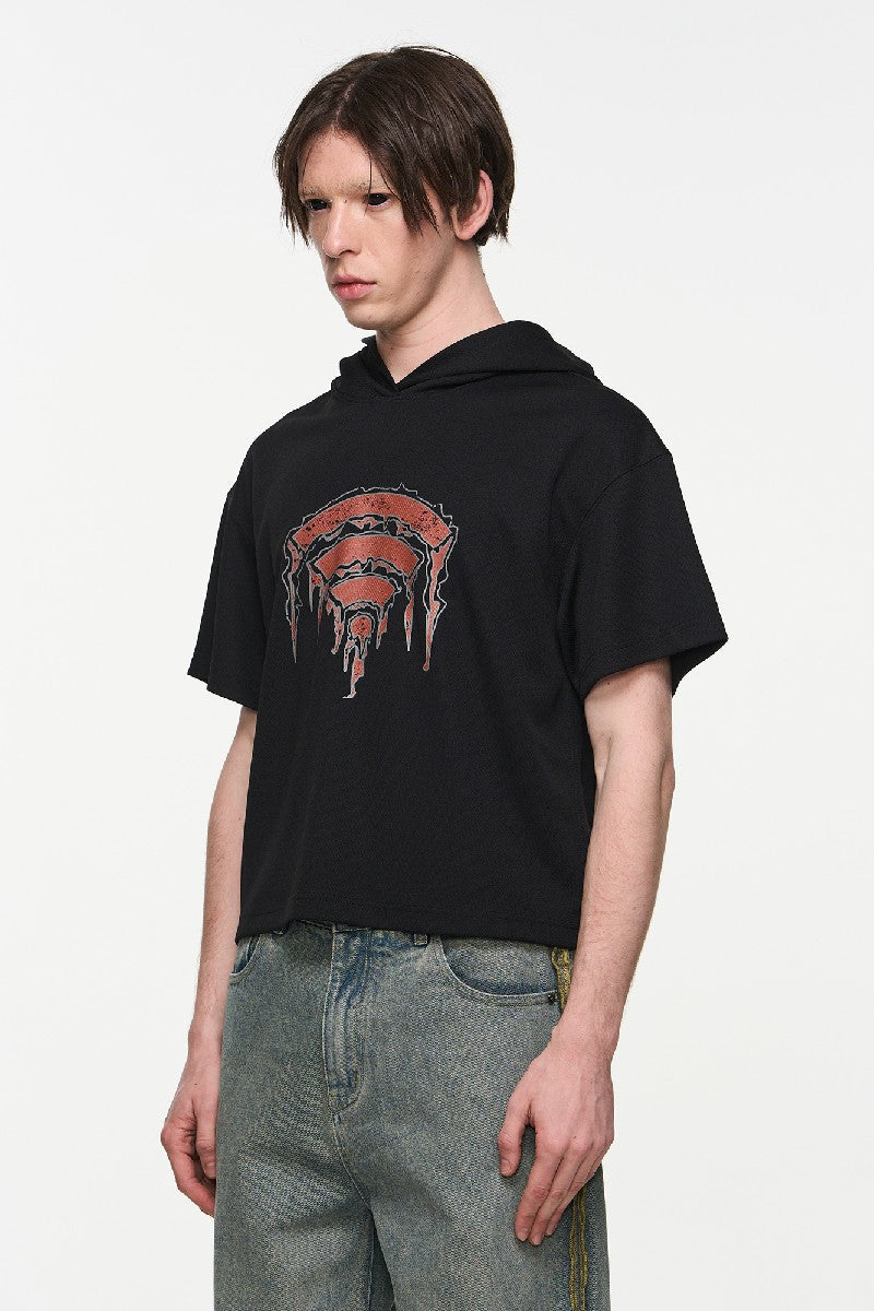 Wifi Print Texture Hoodie Tee - sneakershuborg