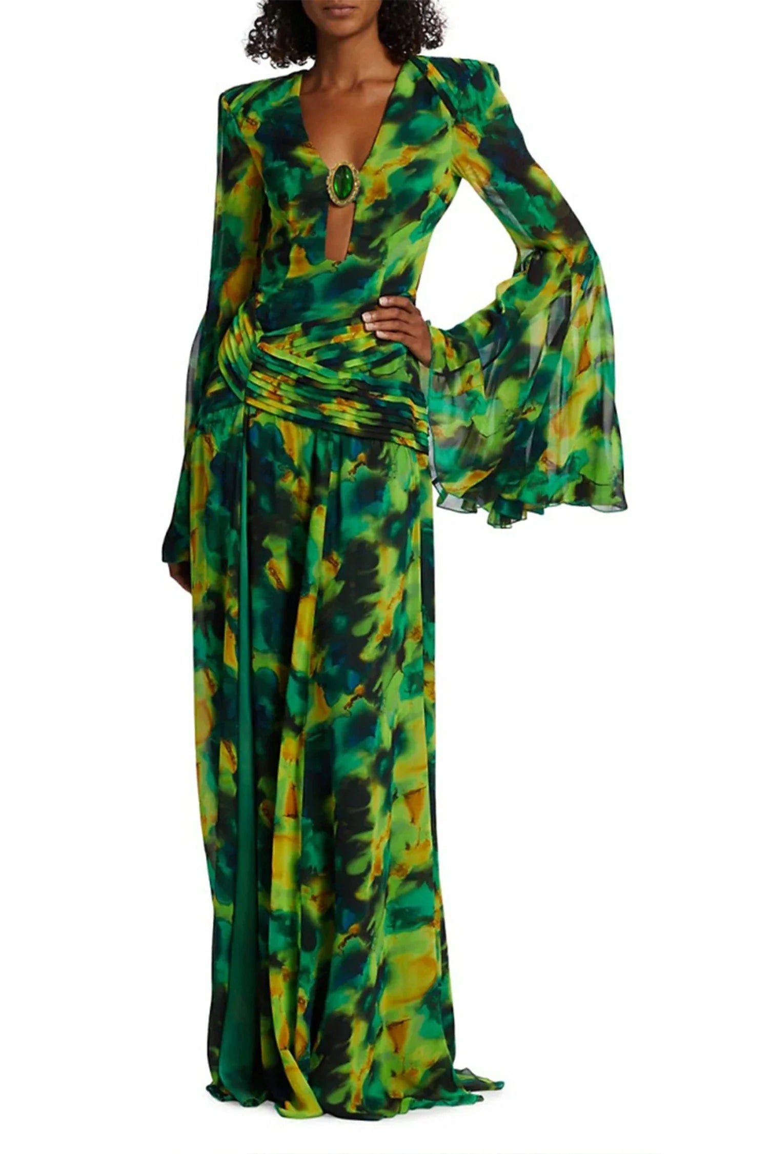 Vitaleas Printed Chiffon Maxi Dress sneakershuborg