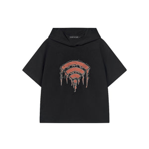 Wifi Print Texture Hoodie Tee - sneakershuborg