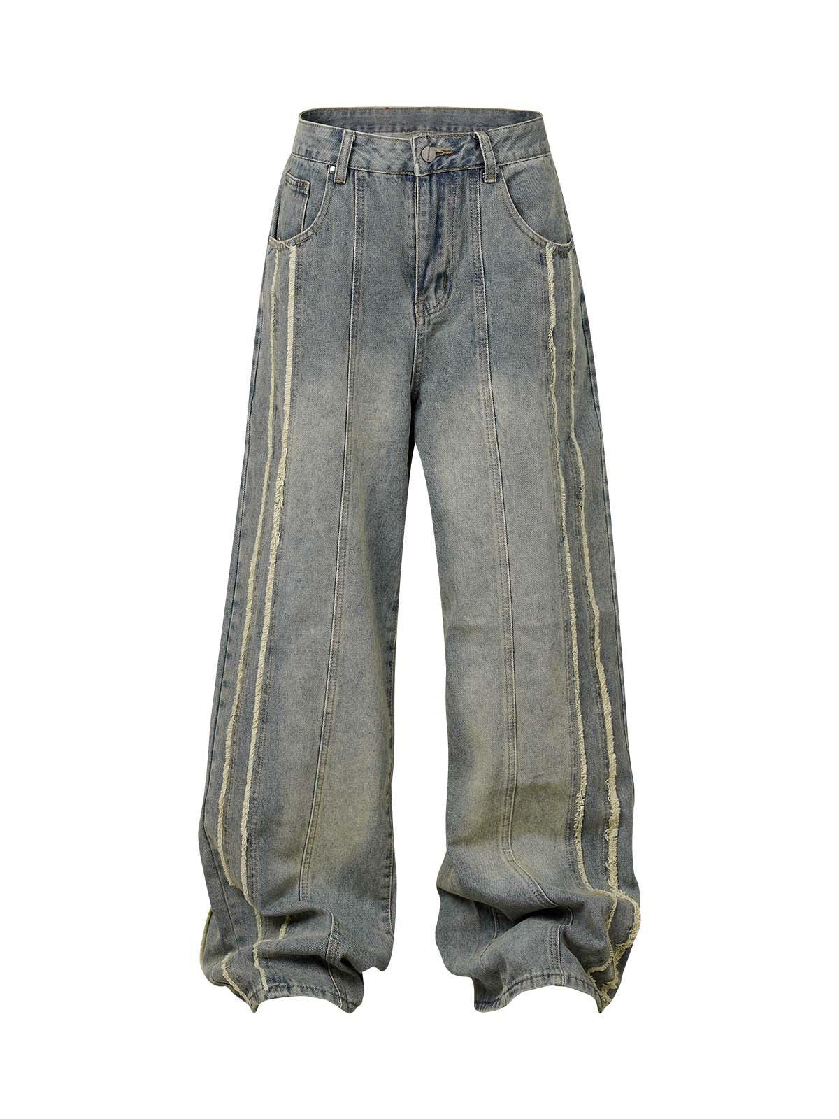 Sneakerhub Washed Distressed Raw Edge Baggy Jeans - sneakershuborg