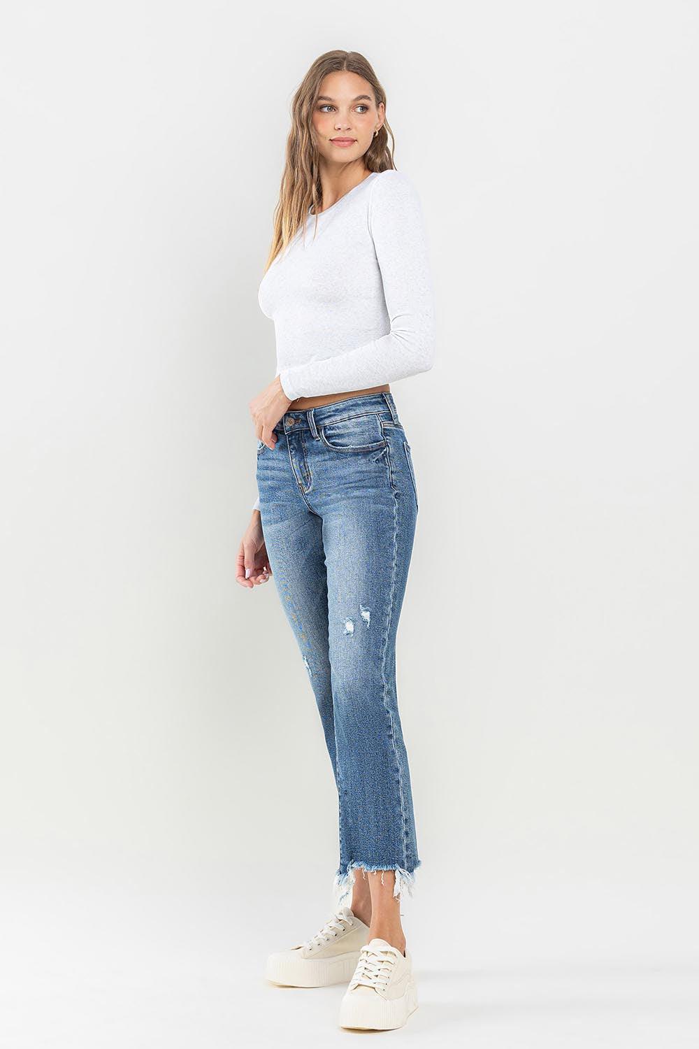 Lovervet Mid Rise Frayed Hem Jeans - sneakershuborg