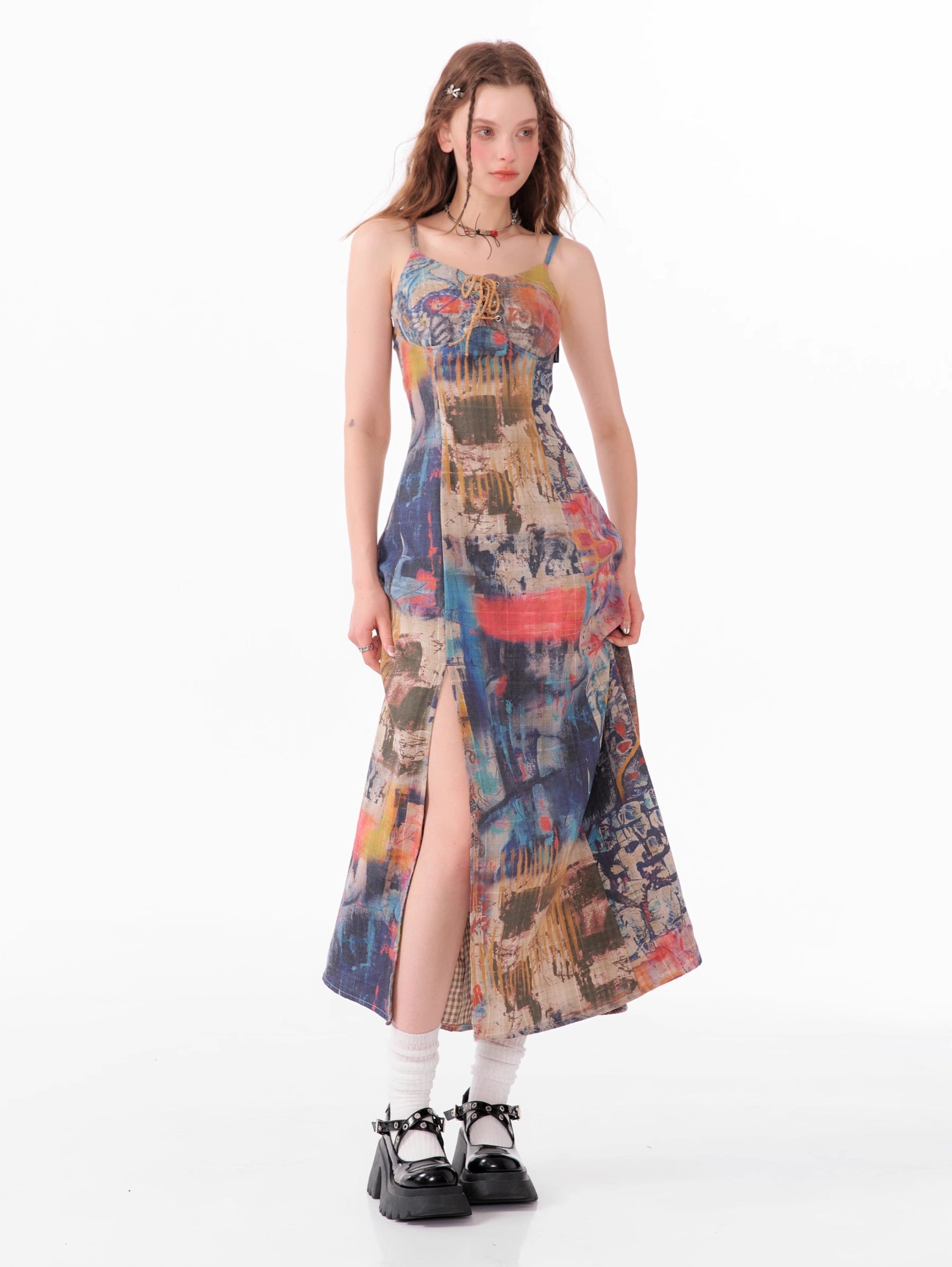 Abstract Print Maxi Dress sneakershuborg