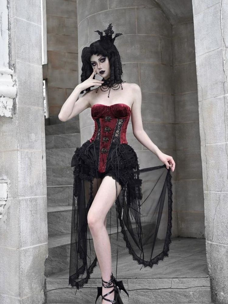 Velvet Lace Steampunk Corset sneakershuborg