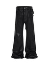 Sneakerhub Black Wax Coated Flare Jeans - sneakershuborg