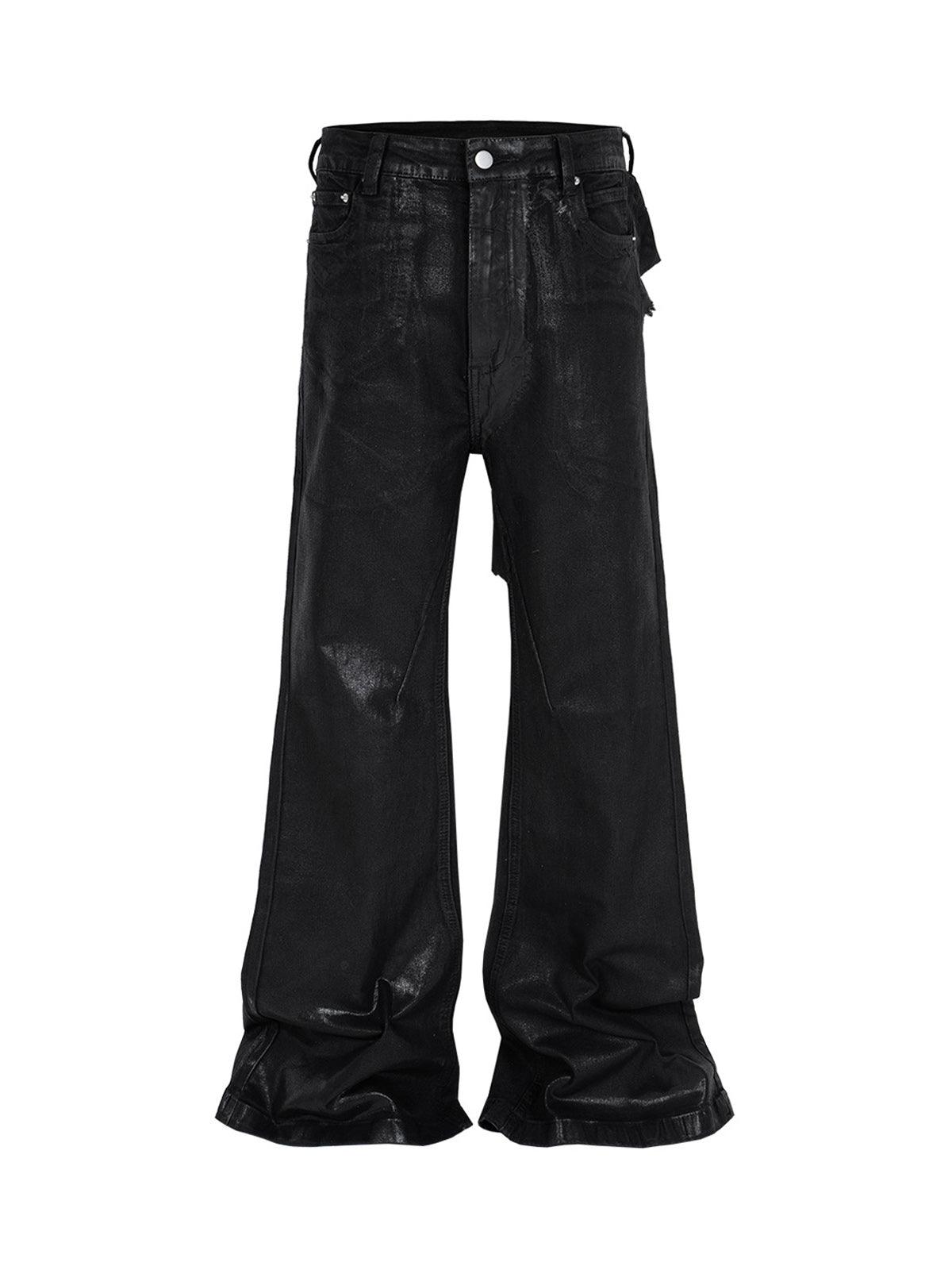 Sneakerhub Black Wax Coated Flare Jeans - sneakershuborg