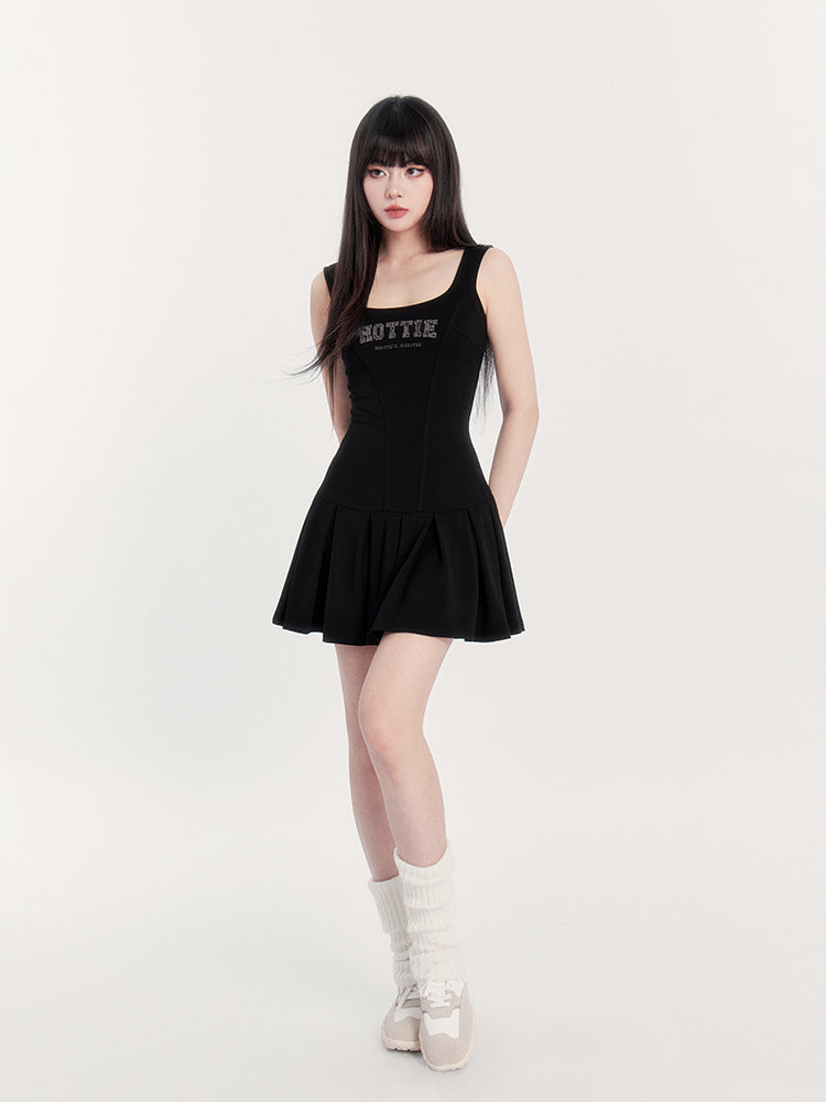 Square Neck Pleated Tennis Dress sneakershuborg