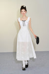 White Bow Lace Midi Dress sneakershuborg