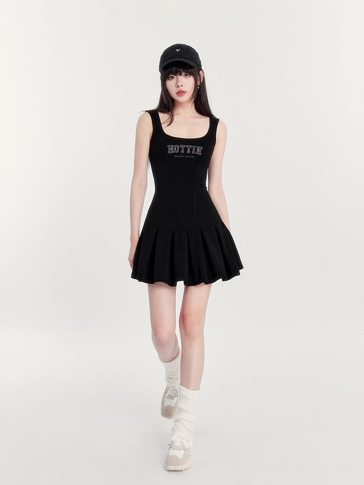 Square Neck Pleated Tennis Dress sneakershuborg