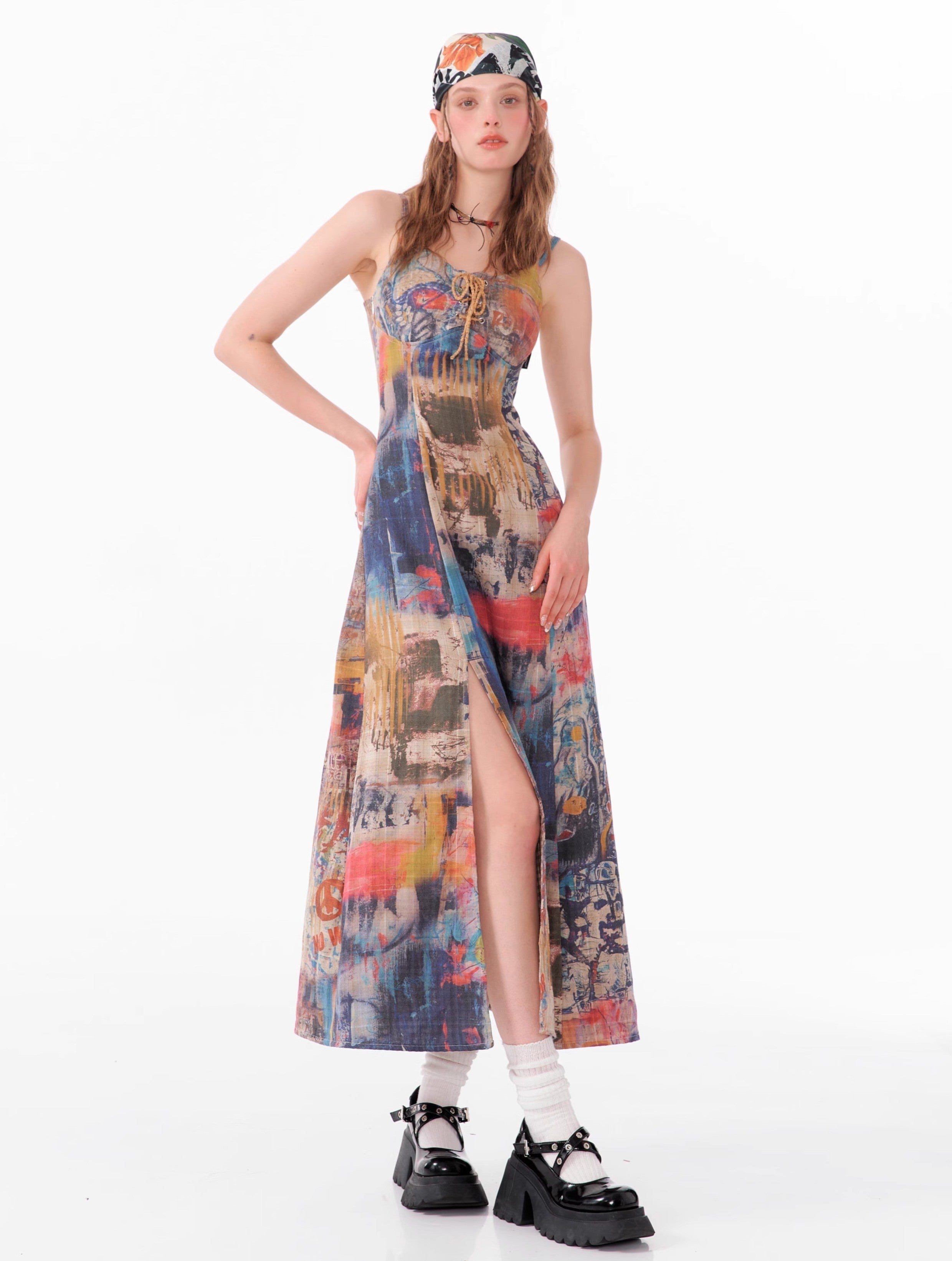 Abstract Print Maxi Dress sneakershuborg