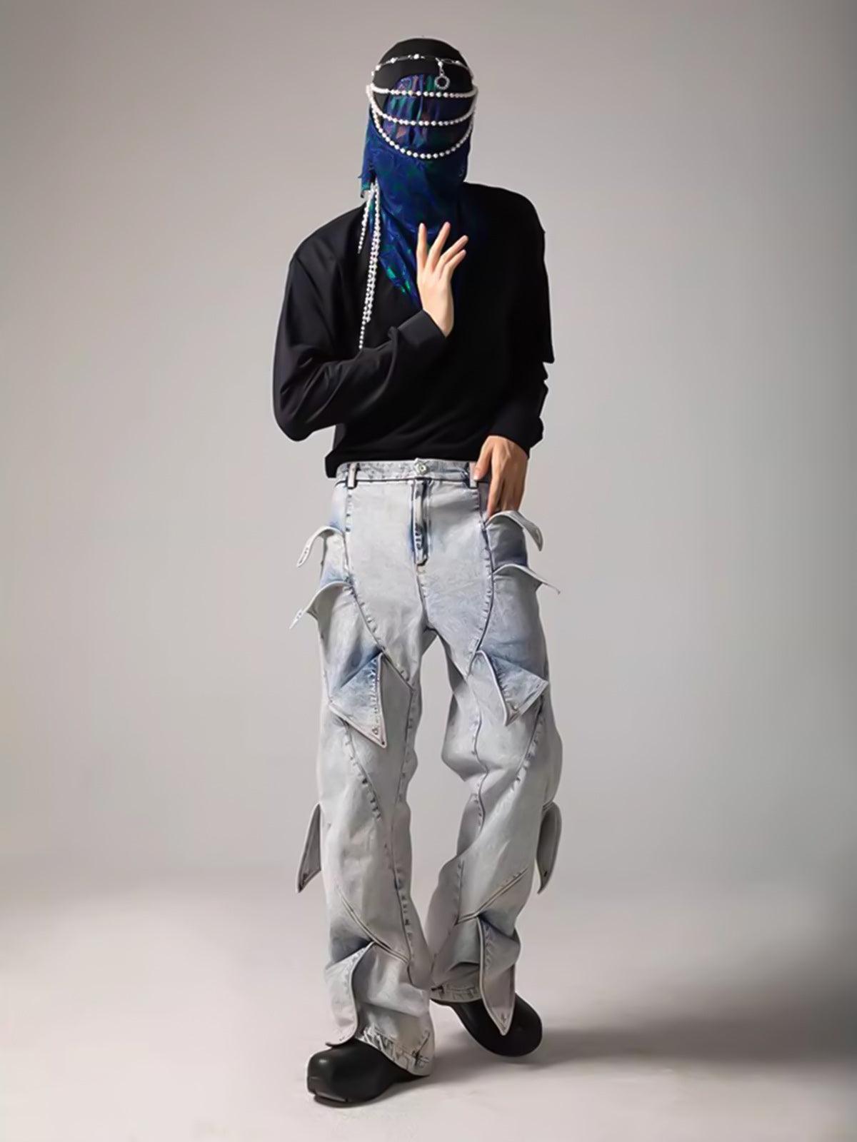 Sneakerhub High Street Deconstructed Washed Jeans - sneakershuborg