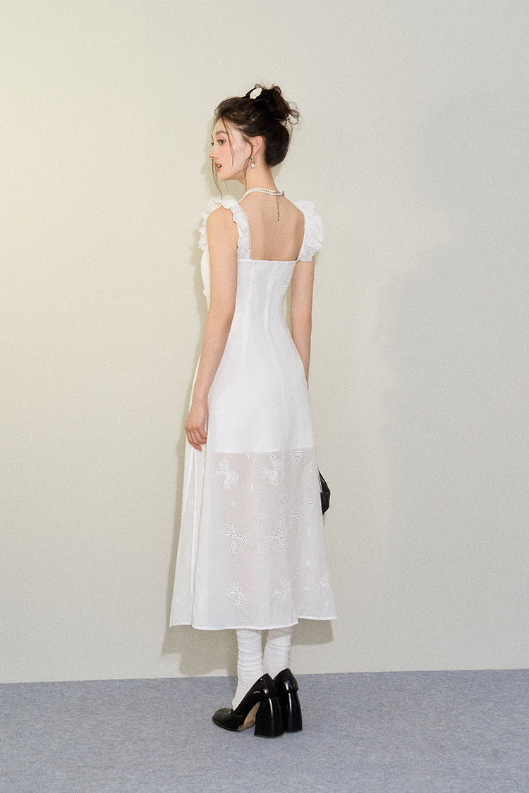 White Bow Lace Midi Dress sneakershuborg