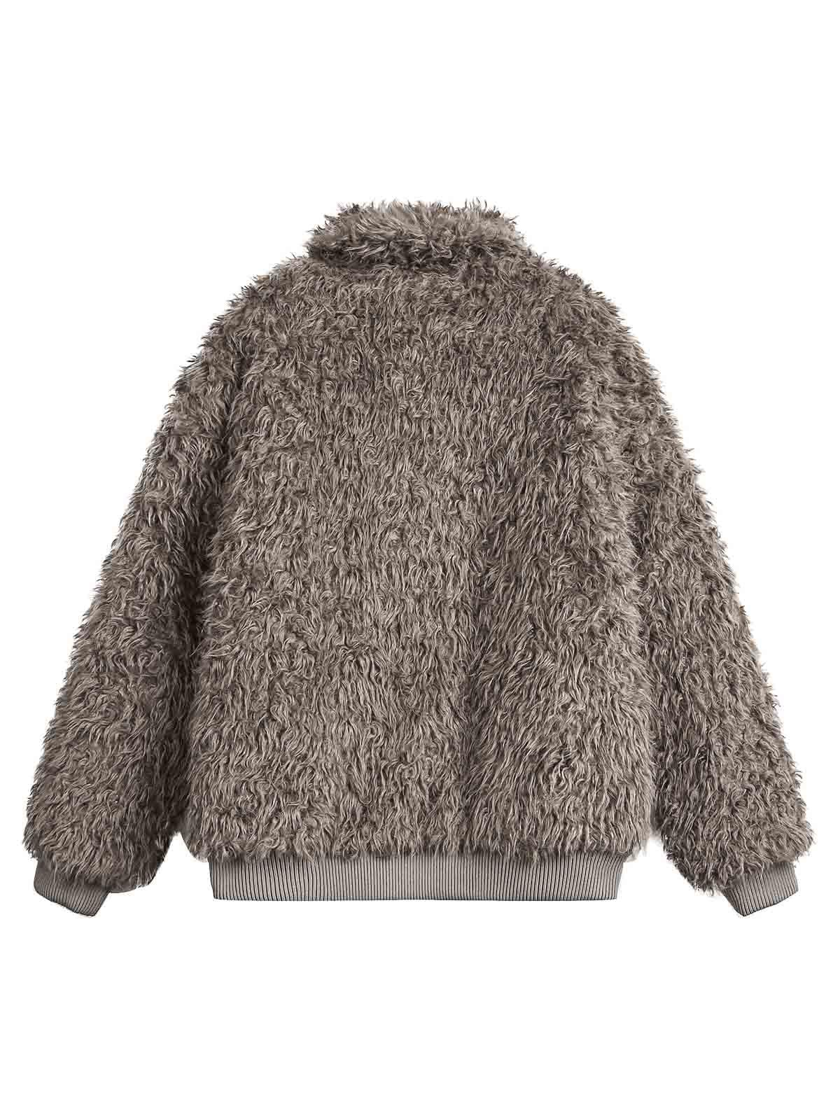 Sneakerhub Metal leather button Faux Fur Jacket - sneakershuborg