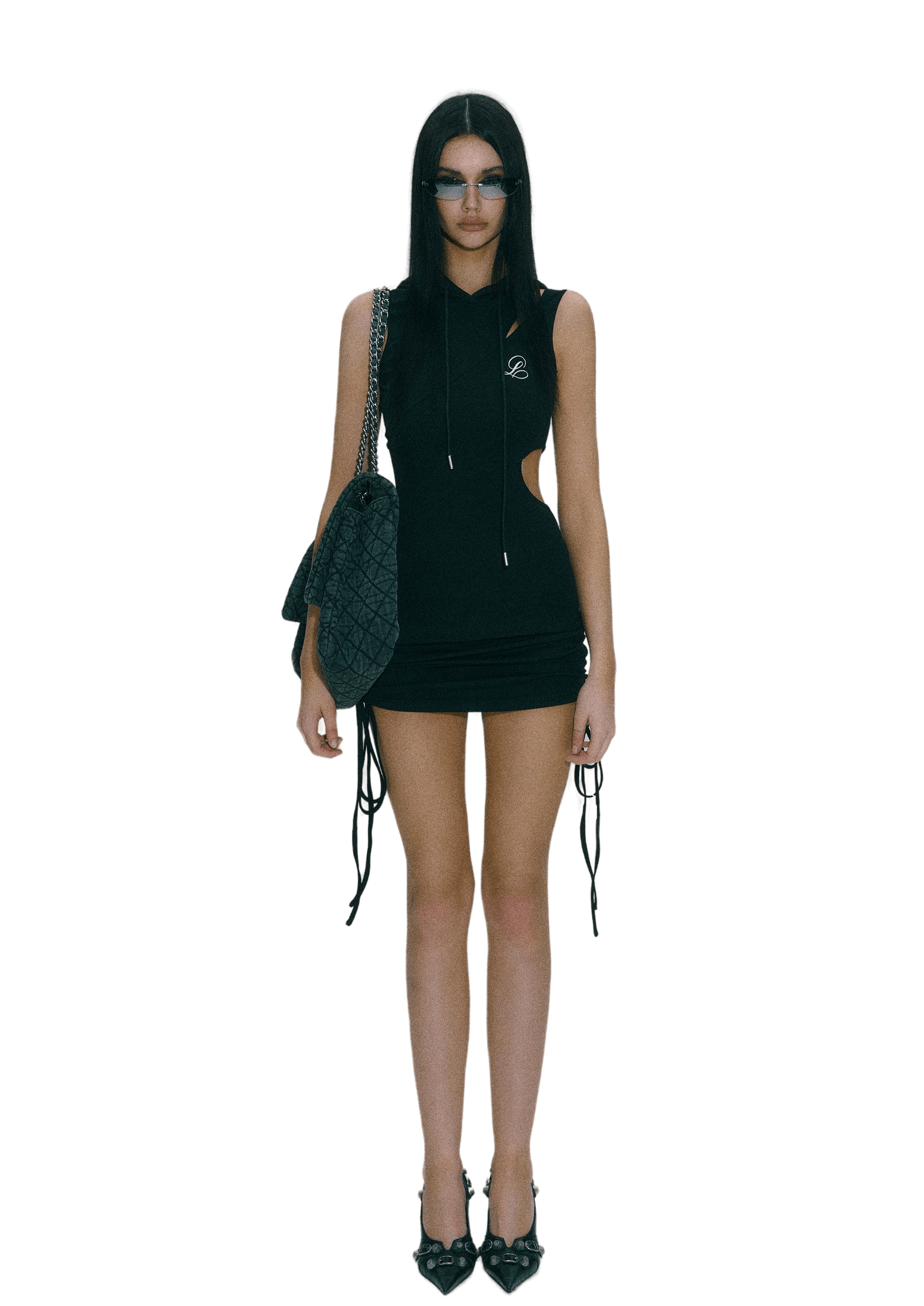 Black Hollow Hooded Tank Top Dress - sneakershuborg