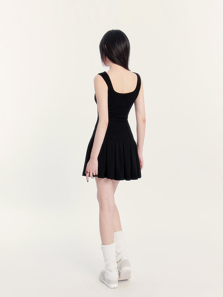 Square Neck Pleated Tennis Dress sneakershuborg