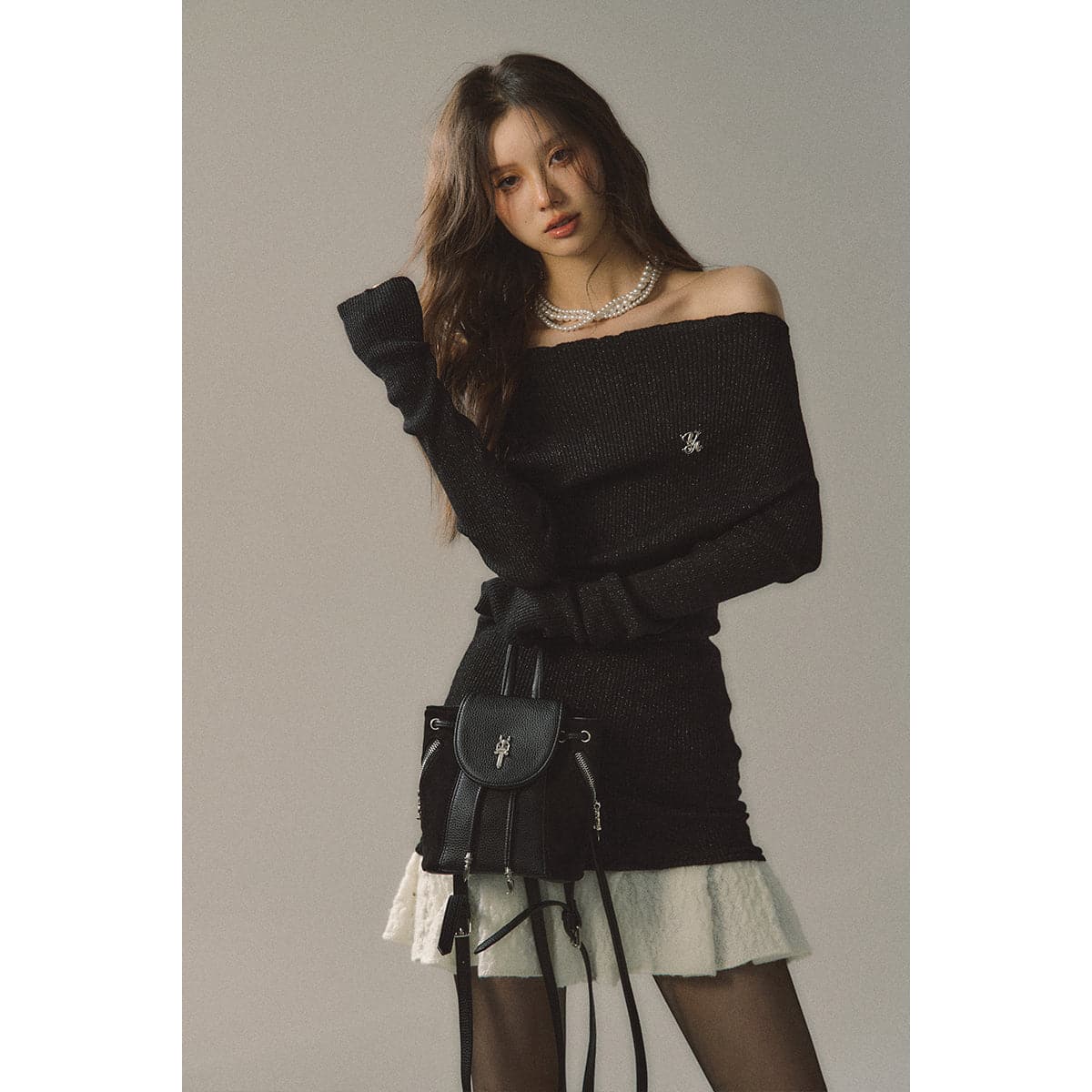 Black Color Blocked Knit Patchwork Dress - sneakershuborg