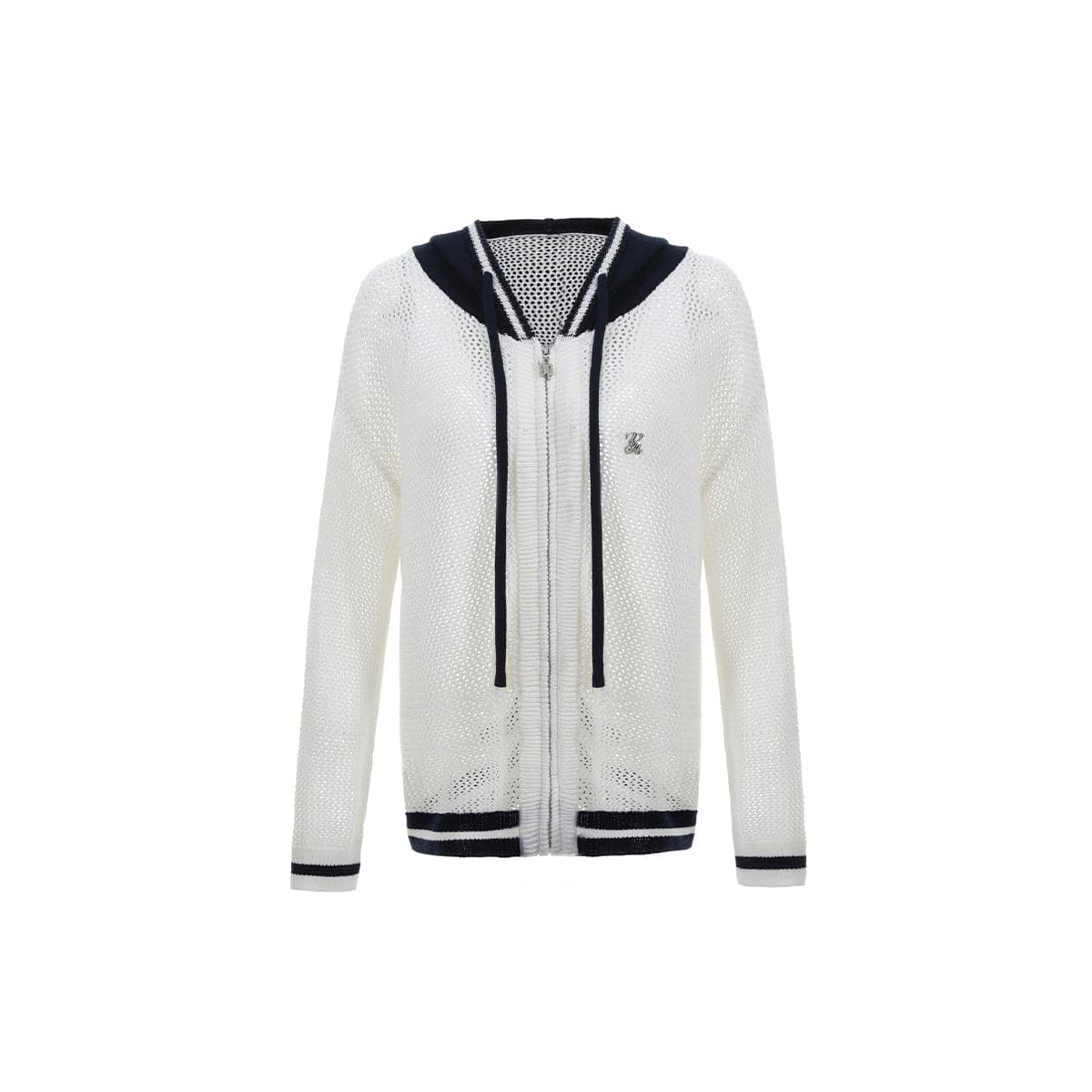 White Color Blocked Knit Zip Hoodie - sneakershuborg