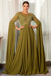 Vasciadi See-Through Cape Embroidered Evening Gown Dress sneakershuborg