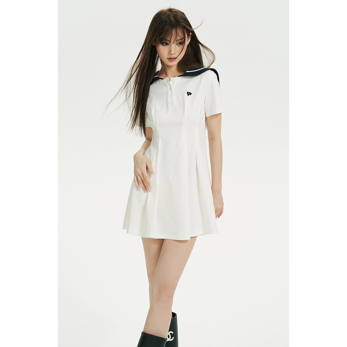 Sailor Collar Color Block Dress - sneakershuborg