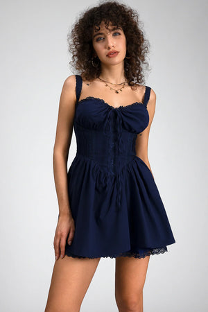 Yvonne Strap Woven Mini Dress In Blue sneakershuborg