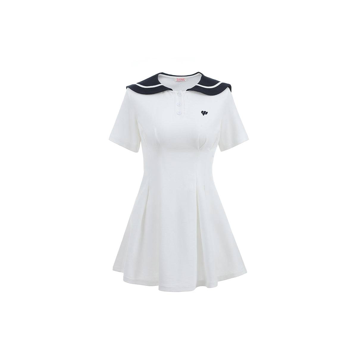 Sailor Collar Color Block Dress - sneakershuborg