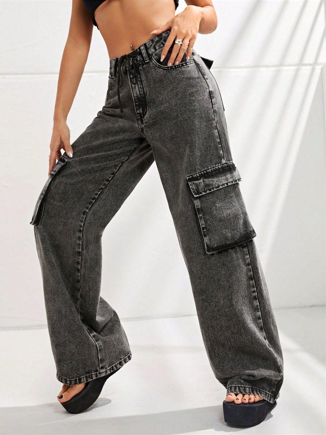 Wide Leg Jeans with Pockets - sneakershuborg