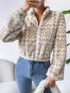 Zip Up Long Sleeve Fuzzy Outerwear Trendsi