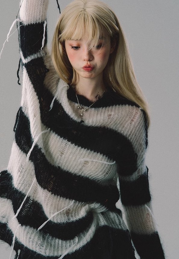 Zebra Pattern Knit Sweater sneakershuborg