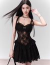 Alluring Lace & Mesh Bodycon Little Black Dress - sneakershuborg