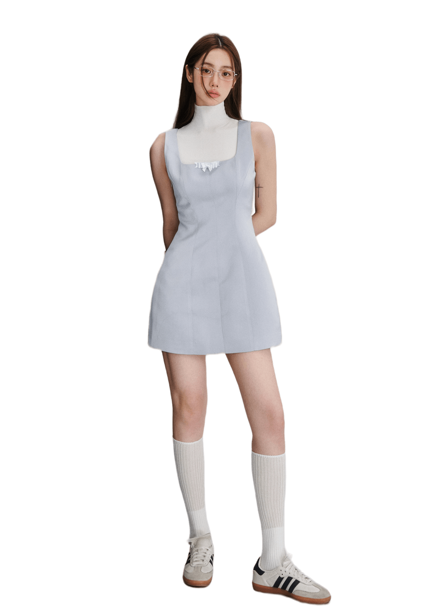 Adjustable Balletcore Bow-Tie Jumper Dress - sneakershuborg