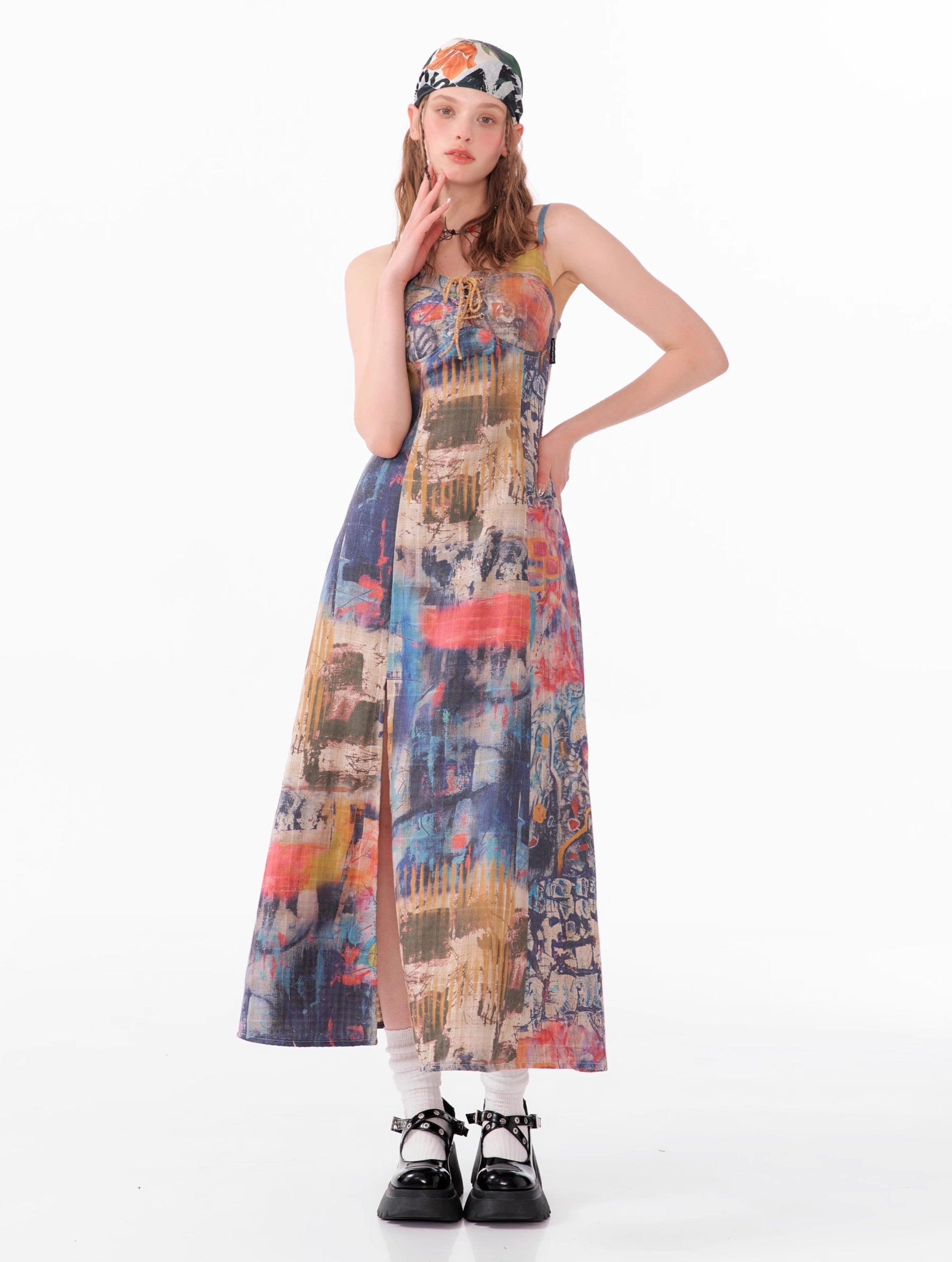 Abstract Print Maxi Dress sneakershuborg