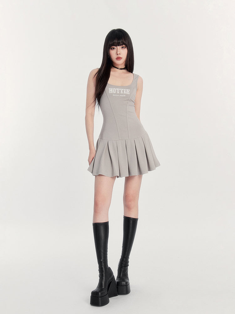 Square Neck Pleated Tennis Dress sneakershuborg