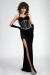 Zinovia Halterneck Corset Velvet Dress With Gloves sneakershuborg