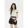 White Knit Crop Top With Embroidered Sailor Collar - sneakershuborg