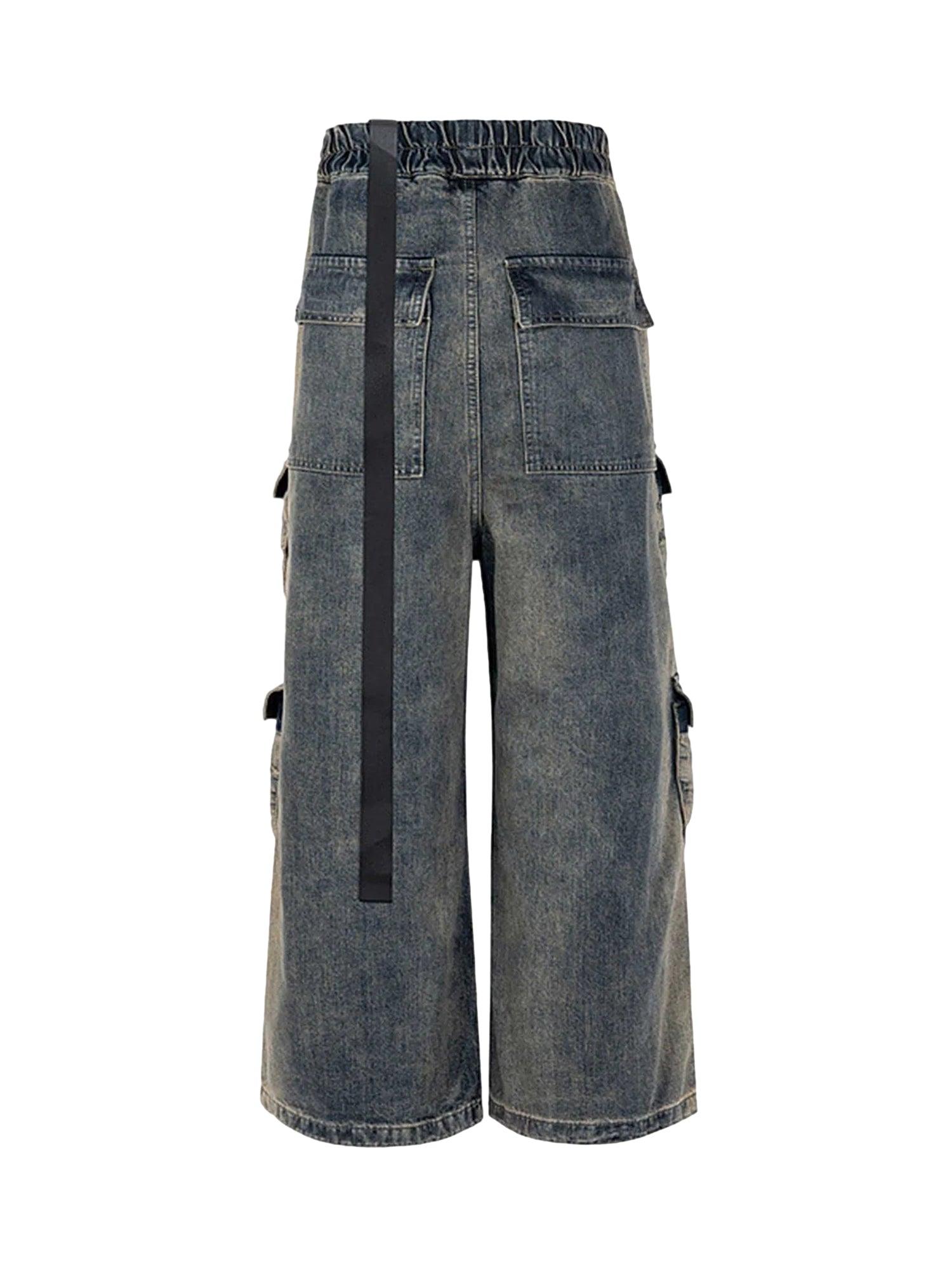 Sneakerhub Wide Leg Multi-Pocket Straight Leg Loose Jeans - 1666 - sneakershuborg