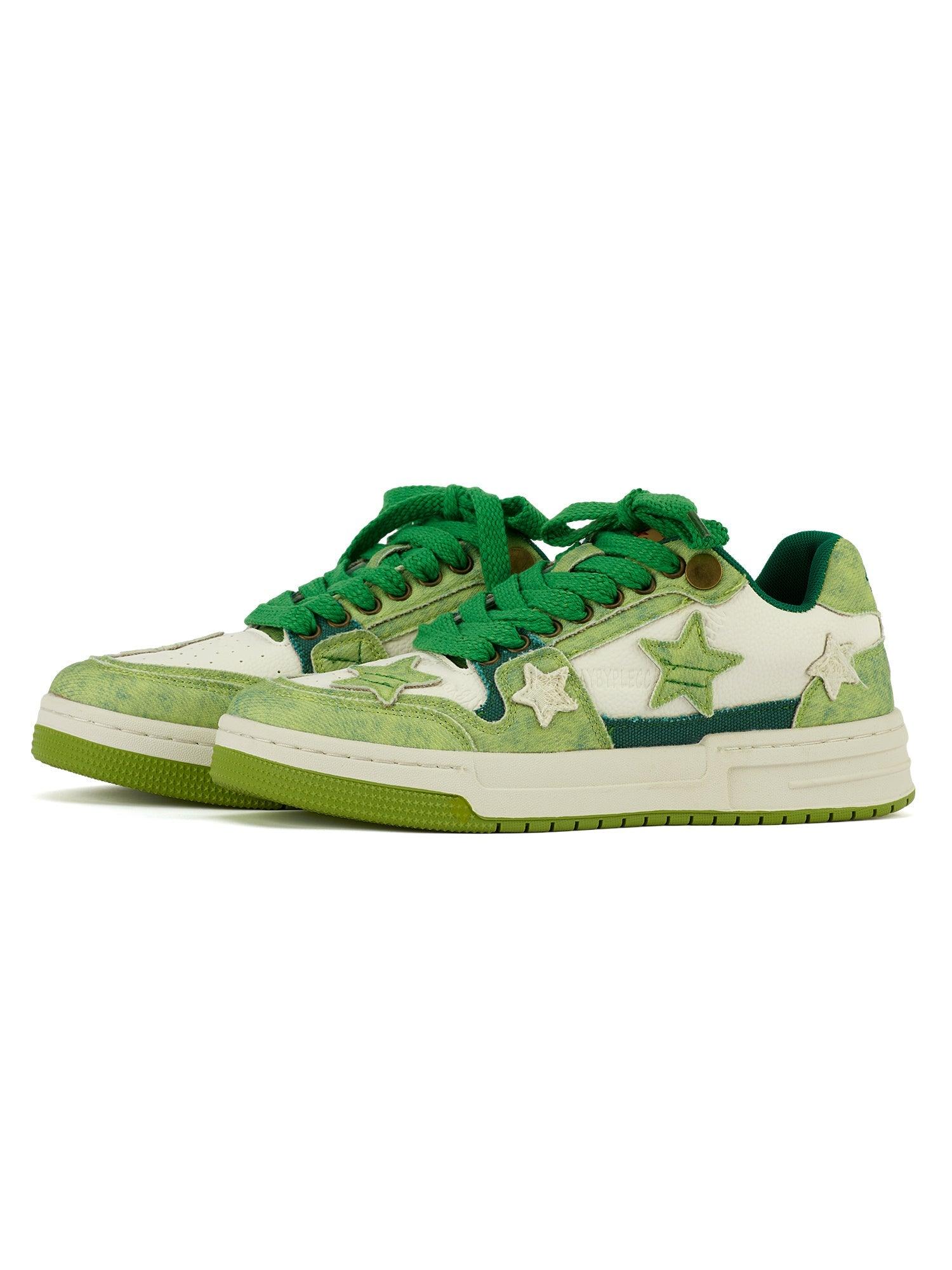 Avocado Green Star Chunky Sneakers - sneakershuborg