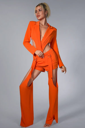 Alyzabeth Belt Orange Blazer Set sneakershuborg