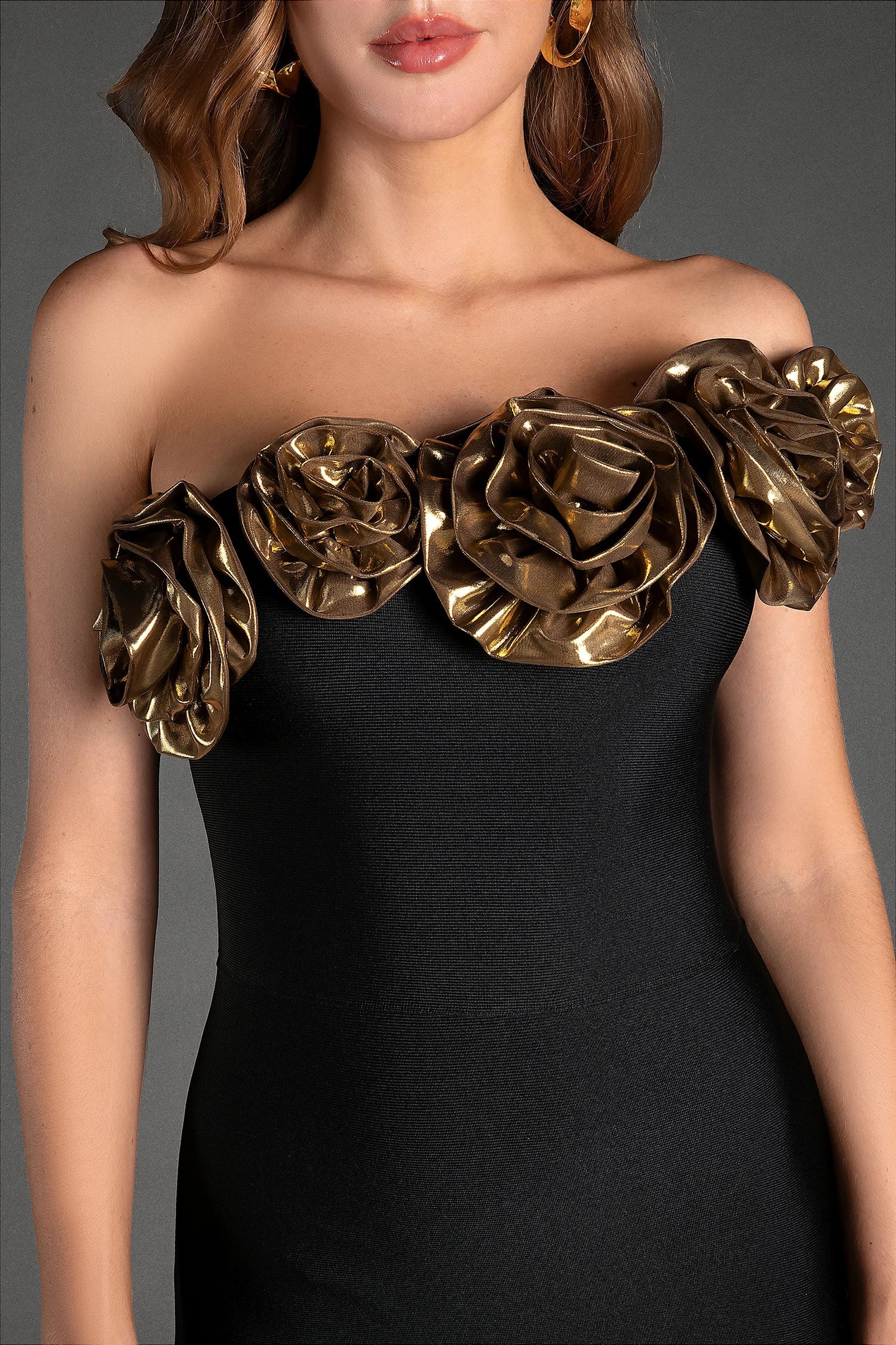 Areti One Shoulder 3D Flower Bandage Dress sneakershuborg