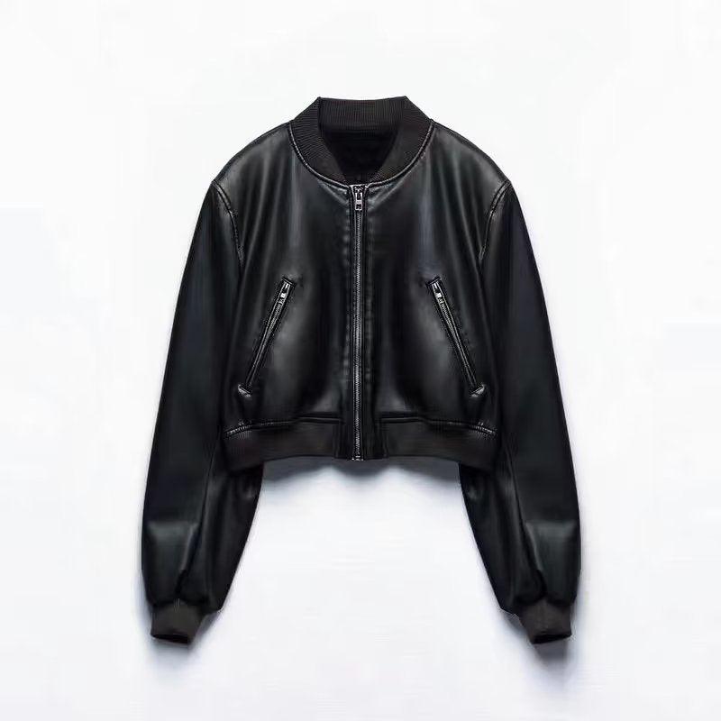 Woman Zipper Leather Jackets Perfecto Leather New In Outerwears Aviator Woman Y2K High Street Long Sleeve eprolo