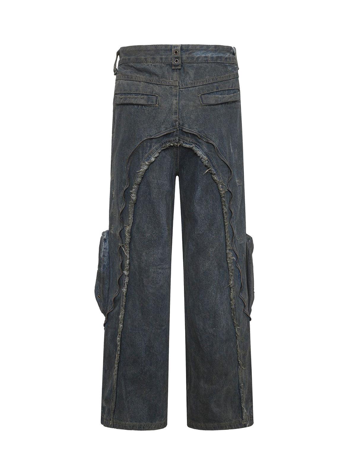 Sneakerhub Wasteland Style Washed Straight Leg Jeans - sneakershuborg