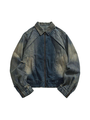 Sneakerhub High Street Hip-hop Distressed Washed Denim Jacket - sneakershuborg