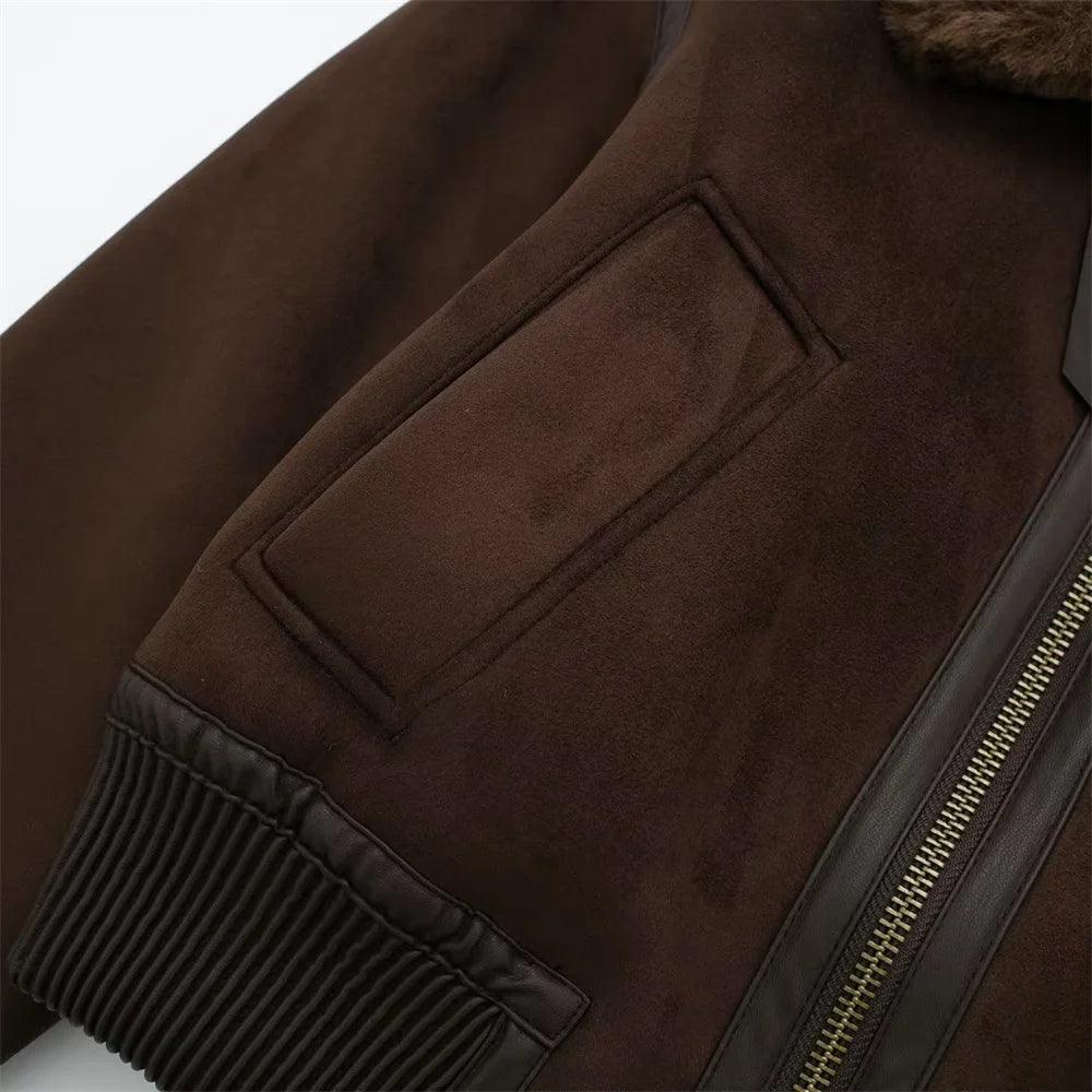 Fashionable solid color lapel loose double-sided jacket jacket eprolo