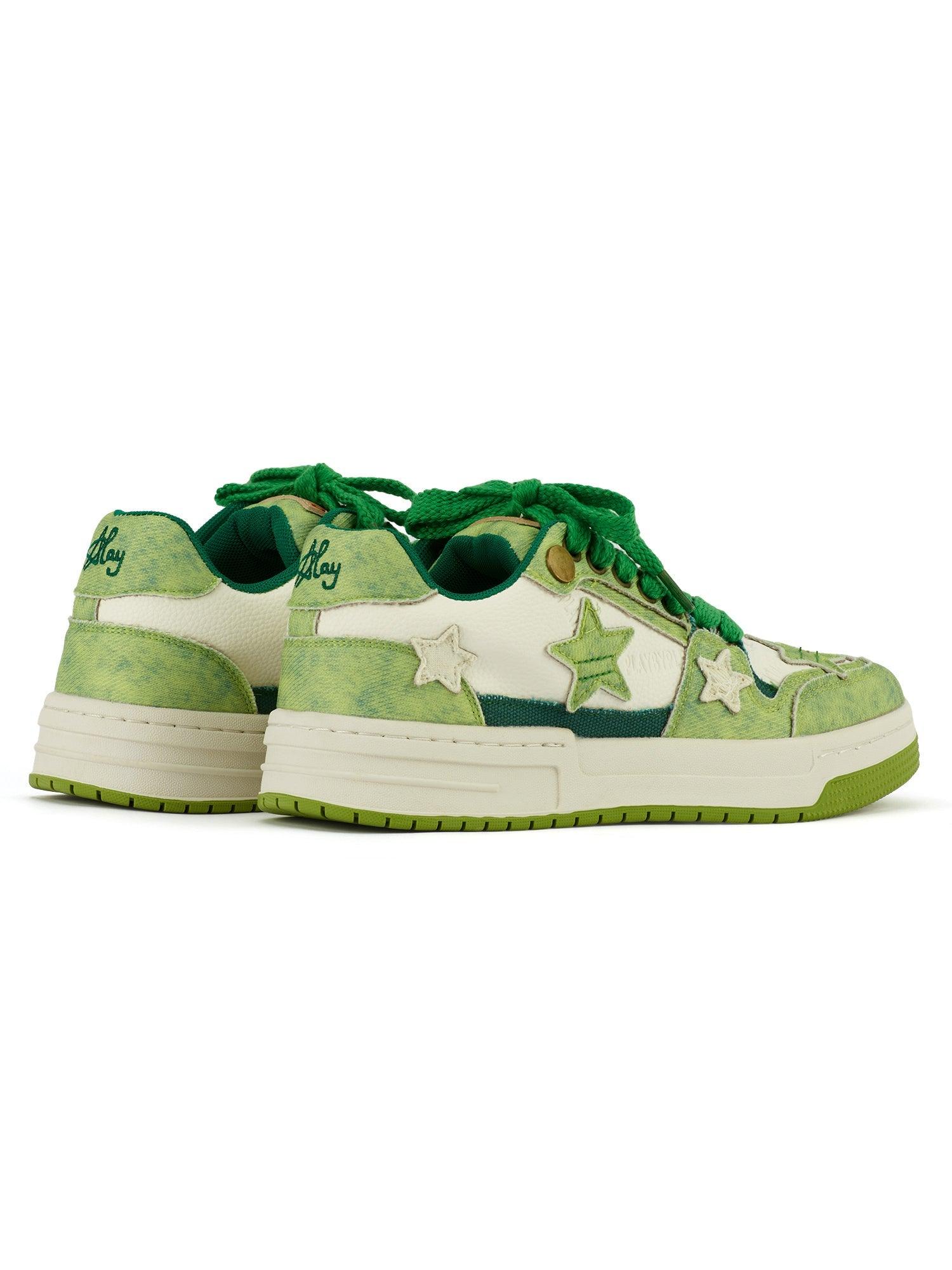 Avocado Green Star Chunky Sneakers - sneakershuborg