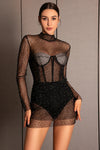 Anthide Mesh See-Through Rhinestone Bodysuit sneakershuborg