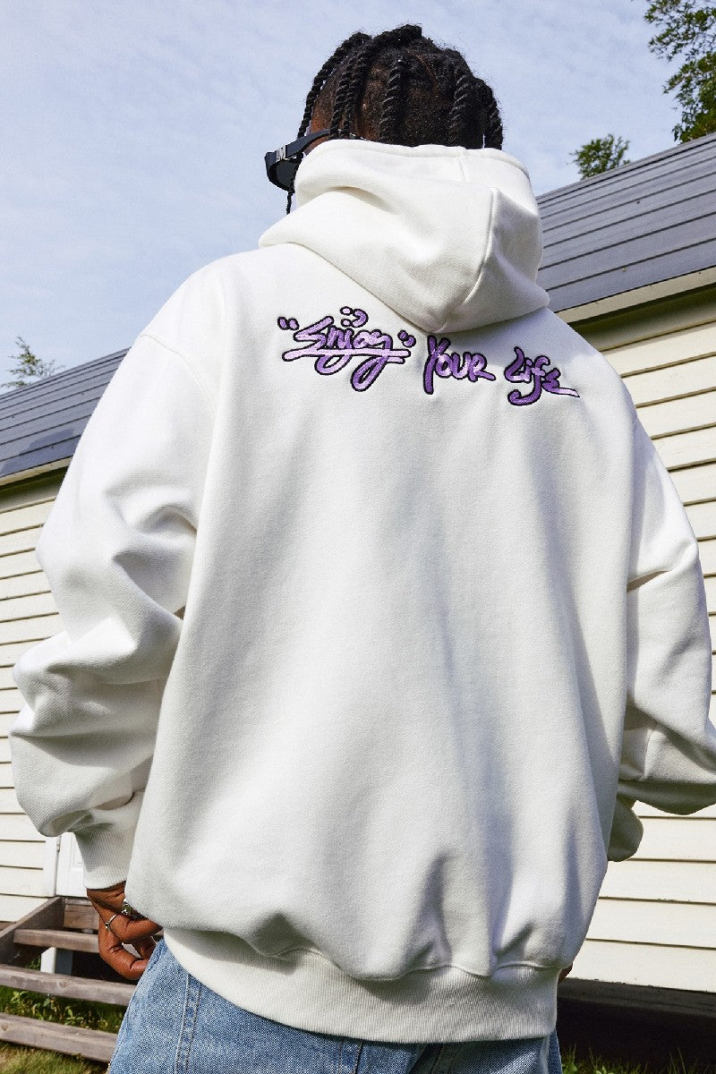 Zip-Up Hoodie With Enjoy Your Life Print - sneakershuborg