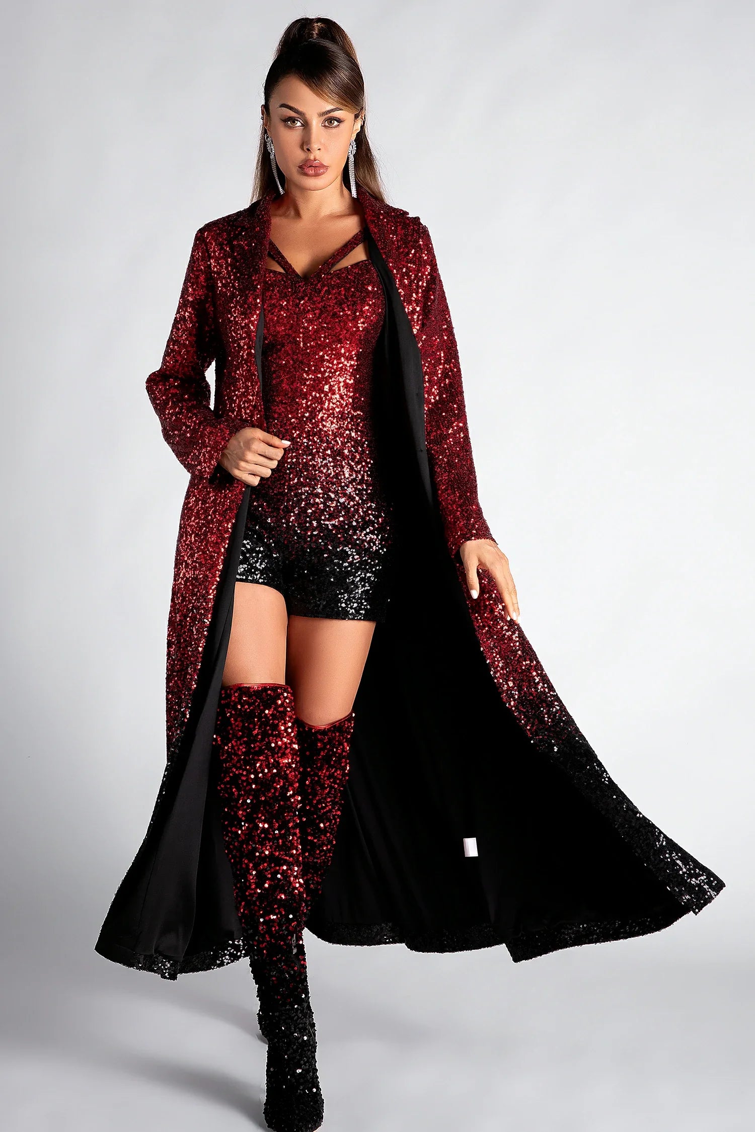 Aris Long Sleeve Gradient Sequin Coat sneakershuborg