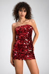 Stergiani Sequin Strapless Mini Red Dress sneakershuborg