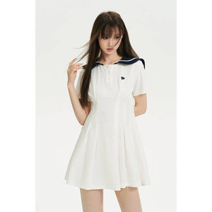 Sailor Collar Color Block Dress - sneakershuborg