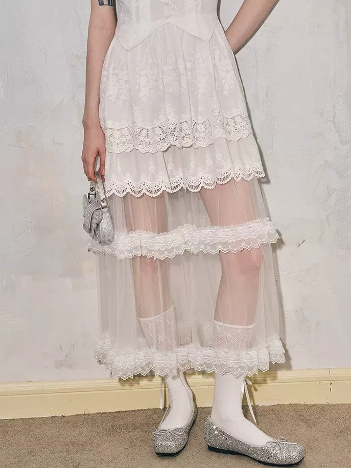 Romantic Hollow Embroidery Lace Camisole Dress - sneakershuborg